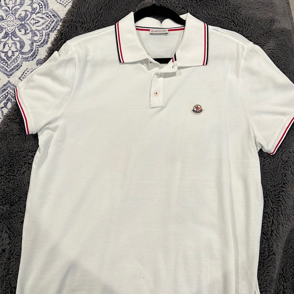 Moncler Mens White Polo Shirt